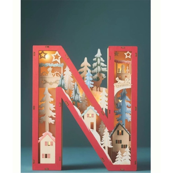 Anthropologie Monogram Wonderland Light-Up Scene Letter N NIB